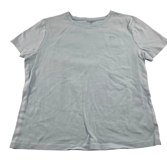 Liz Claiborne Womens Light Blue T-Shirt L 100% Cotton Casual Short Sleeve - Picture 1 of 5